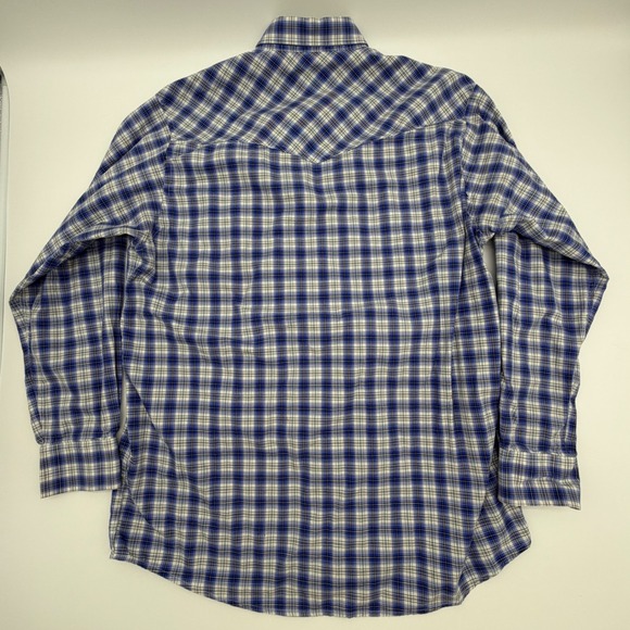 Miller Ranch Mens Plaid Snap Button Western Shirt Blue White Size L - Picture 4 of 9